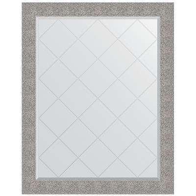 Зеркало настенное Evoform ExclusiveG 121х96 BY 4367 с гравировкой в багетной раме Чеканка серебряная 90 мм