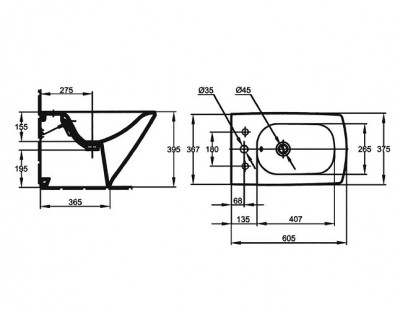 JACOB DELAFON Escale E1293-00 биде напольное, белое