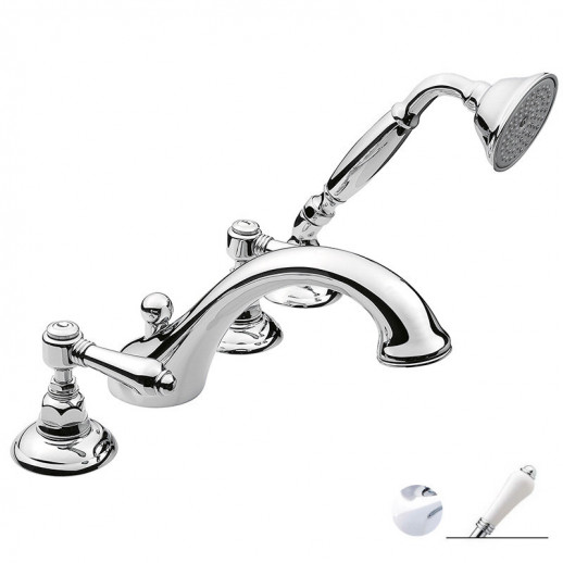 Nicolazzi Classica 1404 CR 78 смеситель на борт ванны, хром/ручки P.Mont Blanc