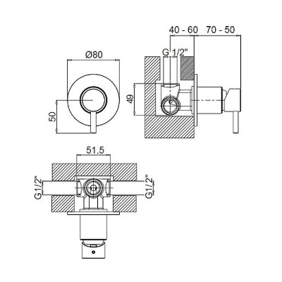 Смеситель для душа Margaroli Moderna однорычажный латунь хром (RU2007AA01CR)