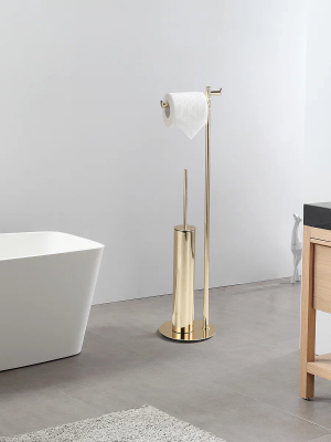 Стойка напольная с держателями для ершика, бумаги и крючок Sanartec 192855Go, золото