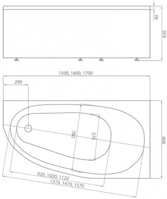 Ванна акриловая Aquatek Дива асимметричная правая 160x90 (без гидромассажа) DIV160-0000002