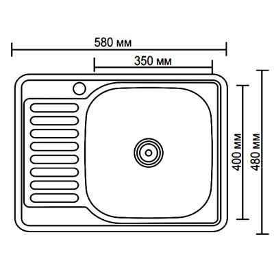 Одинарная мойка из нержавеющей стали врезная 48x58 см Ledeme L65848-R декор с левым крылом