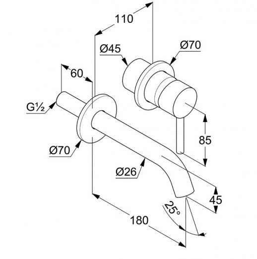 Смеситель для раковины (настенный) KLUDI BOZZ черный матовый 382443976