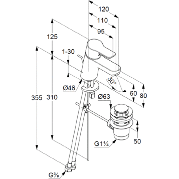 Смеситель для раковины KLUDI Pure & Easy хром 372850565
