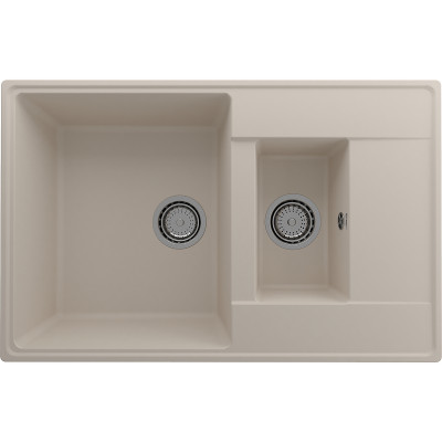 Кухонная мойка Ulgran Quartz Prima 780 1,5 K-01 прямоугольная 780х500х200 две чаши с правым крылом жасмин