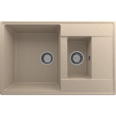 Кухонная мойка Ulgran Quartz Prima 780 1,5 K-01 прямоугольная 780х500х200 две чаши с правым крылом жасмин