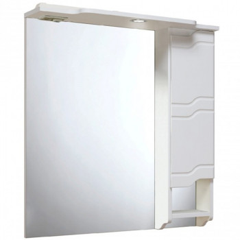 Зеркало со шкафчиком Runo Стиль 75 R 00000001128 с подсветкой белое прямоугольное