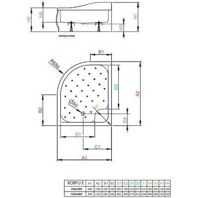 Акриловый поддон для душа Radaway Korfu E 120x90 R 4E91240-03R белый асимметричный