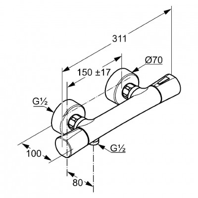 Kludi Zenta 351008638 термостат для душа, черный/хром
