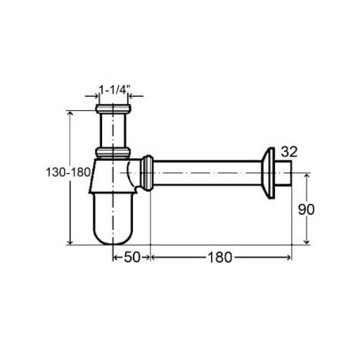 Viega 366681 сифон бутылочный для раковины, с пробкой, хром