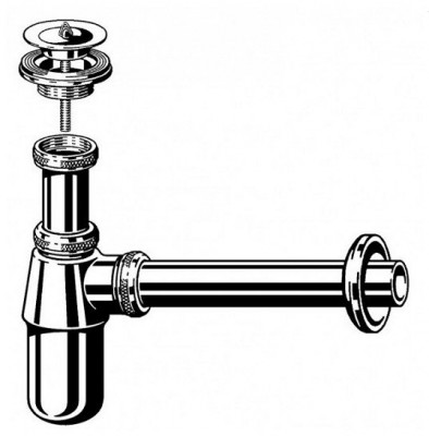 Viega 366681 сифон бутылочный для раковины, с пробкой, хром