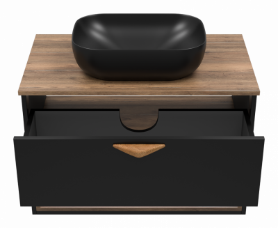 Тумба под раковину Brevita Bergen 80 с подсветкой подвесная (черная) BER-07080-19-02-1Я