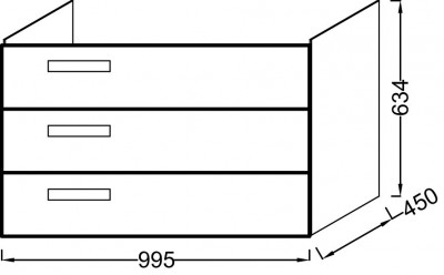 Мебель для раковины-столешницы 100х46 см, 3 выдвижных ящика, Jacob Delafon «RYTHMIK» (EB1310-E70), арлингтонский дуб