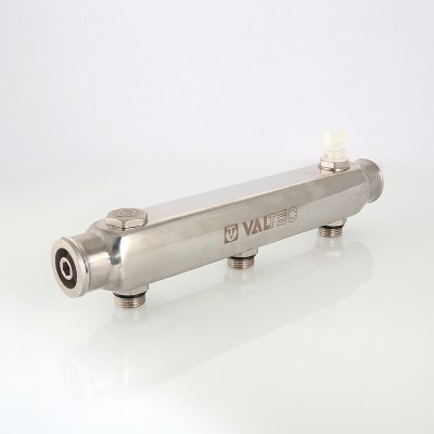 Коллектор VALTEC из нерж. стали, с м-о расст вых. 100 мм, 1х8 вых. 1/2 нар VTc.510.SS.060408