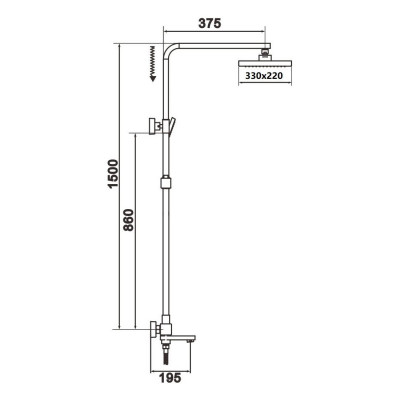 Душевая система Rose R1056T, оружейная сталь