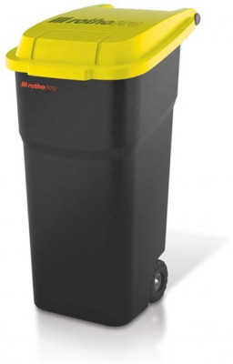 Rotho АТЛАС контейнер пластиковый на колесах с крышкой 100 л черный/жёлтый