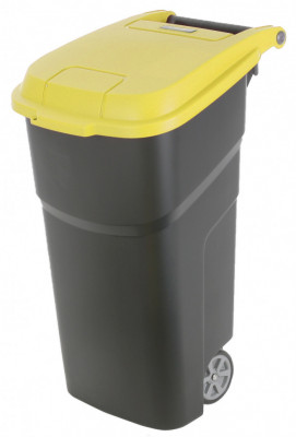 Rotho АТЛАС контейнер пластиковый на колесах с крышкой 100 л черный/жёлтый