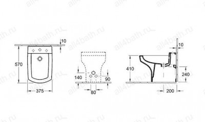 Villeroy&Boch BELLEVUE 54640001 биде подвесное 37.5 см х 59 см