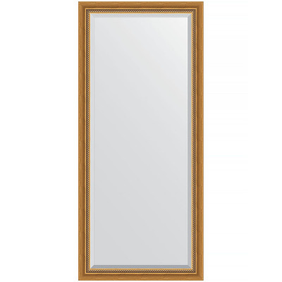 Зеркало настенное Evoform Exclusive 163х73 BY 3587 с фацетом в багетной раме Состаренное золото с плетением 70 мм