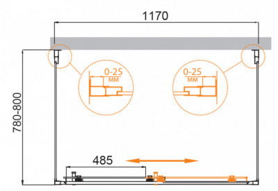 Душевой уголок CEZARES 120 x 80 x 195 см прямоугольная хром (MOLVENO-AH-12-120/80-C-Cr-IV)