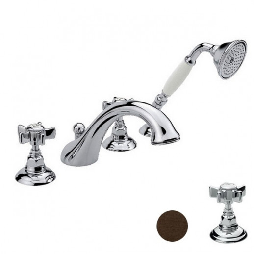 Nicolazzi Classica 1404 DB 18 смеситель на борт ванны, темная бронза/ручки Dames Anglaises