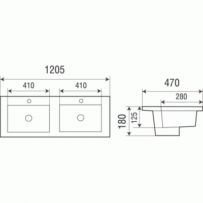 Раковина WeltWasser Deilbach 7506 120 10000003906 двойная белый прямоугольная