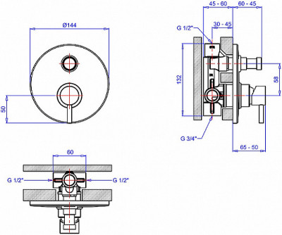 Смеситель для душа Margaroli Moderna однорычажный латунь хром (RU2008AA01CR)
