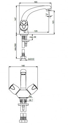 Смеситель для раковины Vidima Iskar BA166AA хром на столешницу