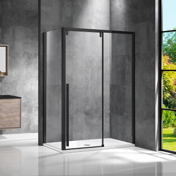 Душевой уголок Vincea Lugano VSR-1L1012CLB-1 1200х1000черный стекло прозрачное
