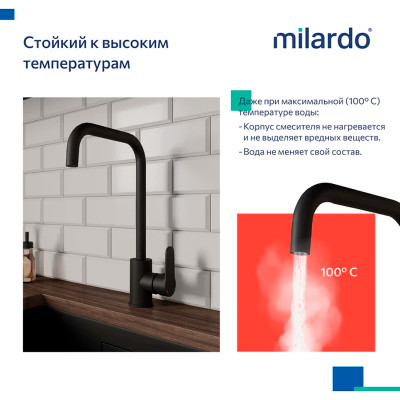 Кухонный смеситель Milardo Poli POLBLL0M05 черный матовый