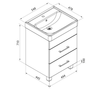 Тумба с раковиной IDDIS Custo 55 напольная белая (CUS55W0i95K), дизайн современный