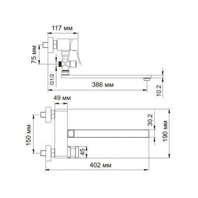 WasserKRAFT Exter 1602L cмеситель для ванны с длинным изливом, светлая бронза
