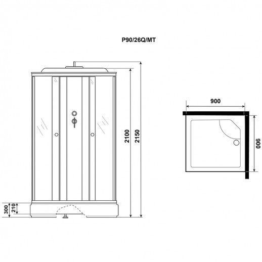 Душевая кабина Niagara Promo 90x90 P90/26Q/MT квадратная