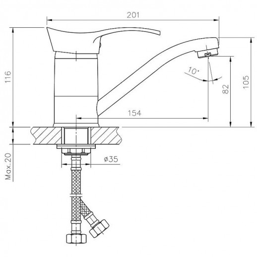 Смеситель для раковины Haiba HB4501-2 (латунь) хром