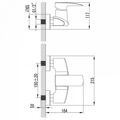 Смеситель для душа IDDIS Choke комплектный (NP33153CK), дизайн современный