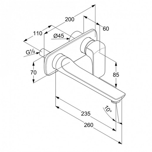 Смеситель для раковины (настенный) KLUDI Ameo хром 412450575