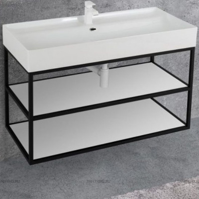 Консоль под раковину Cezares Cadro 100 CADRO-100/46/58-2C-SO-MET-ST черная матовая подвесная