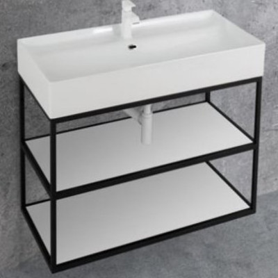 Консоль под раковину Cezares Cadro 100 CADRO-100/46/58-2C-SO-MET-ST черная матовая подвесная