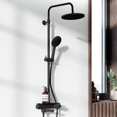 Душевая система Damixa Jupiter 977760300 с термостатом черная матовая 1 режим