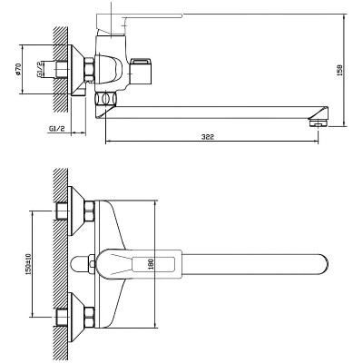Смеситель для ванны ESKO Belgrade BD 31 универсальный хром