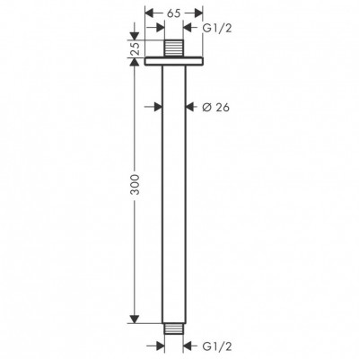 Кронштейн для верхнего душа Hansgrohe Vernis Shape 26407670 300 мм (черный матовый)