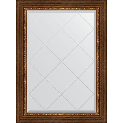 Зеркало настенное Evoform ExclusiveG 104х76 BY 4191 с гравировкой в багетной раме Римская бронза 88 мм