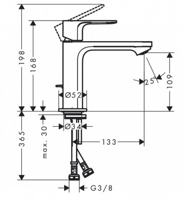 Смеситель для раковины Hansgrohe Rebris E 72557670 (черный матовый)