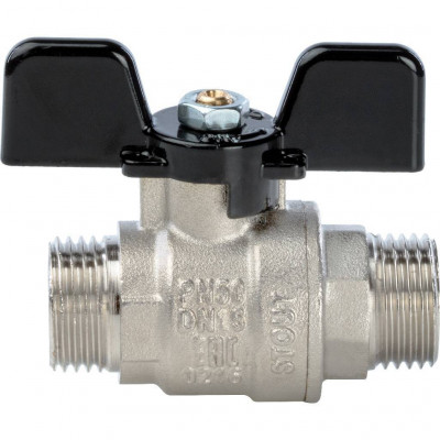 Кран шаровой полнопроходной, НР/НР, ручка бабочка 1/2 STOUT (SVB-0006-000015)