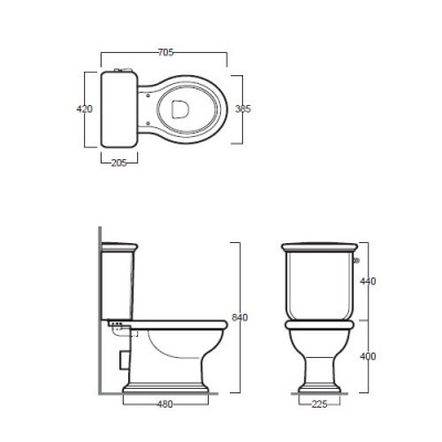 SIMAS Lante LA08bi+LA09Bbi+LA002bi/cr+D24cr унитаз моноблок с горизонтальным сливом, белый