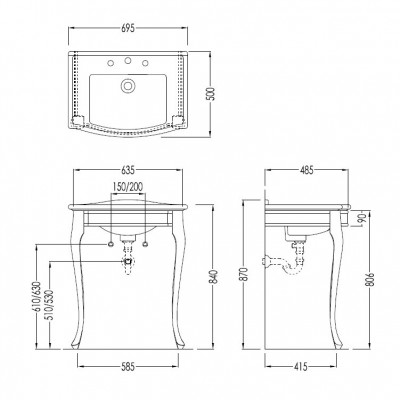 Devon&Devon Lady DELADYCR консоль для раковины, хром