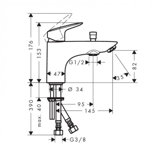 Hansgrohe Logis 71312000 смеситель на борт ванны, хром