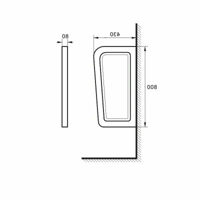 Перегородка для писсуара SantiLine SL-6007MB черная матовая: 43x80 см, фаянс, Россия