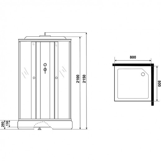 Душевая кабина Niagara Promo 80x80 P80/26Q/MT квадратная